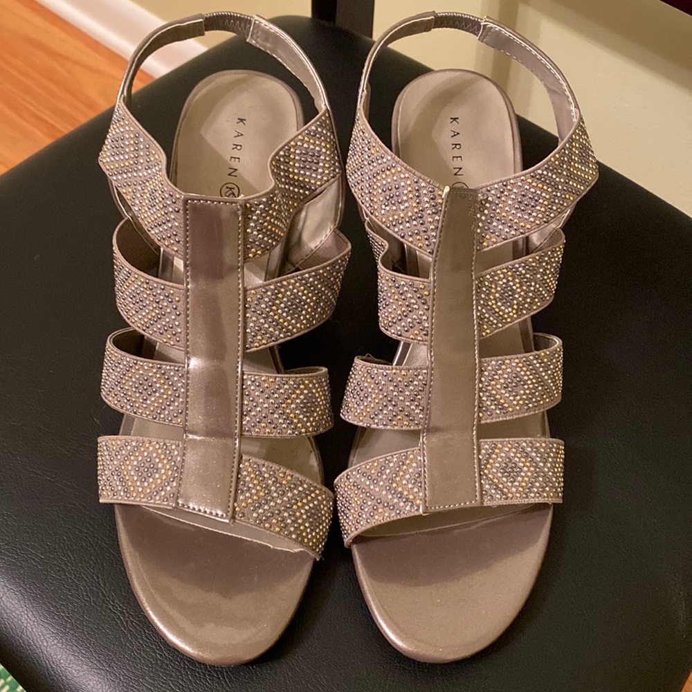 Karen Scott Metallic Sandals New